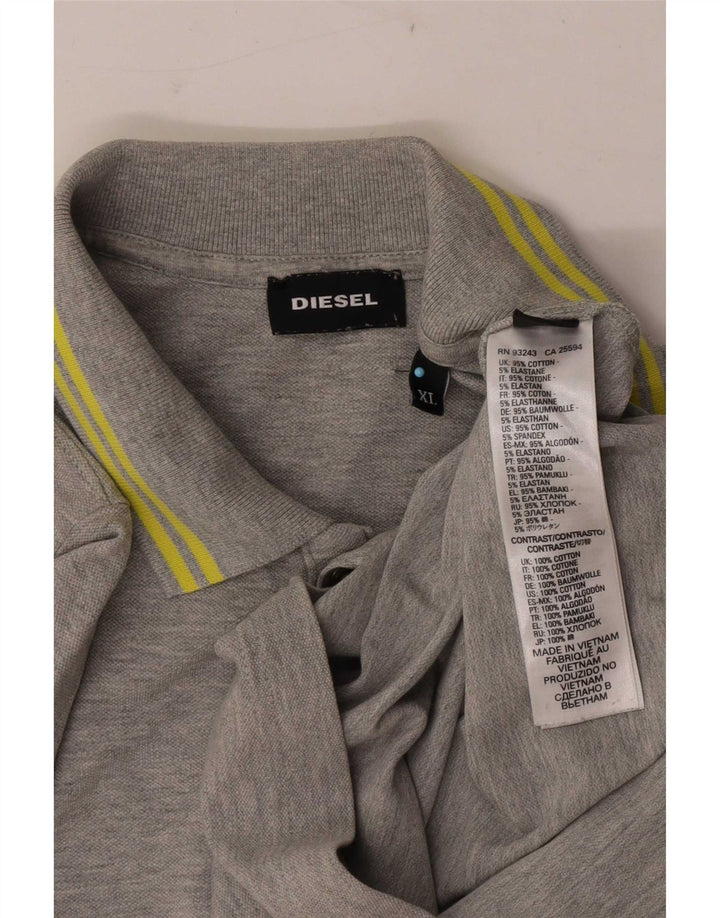 Diesel Polo Homme XL Gris Rayé Coton