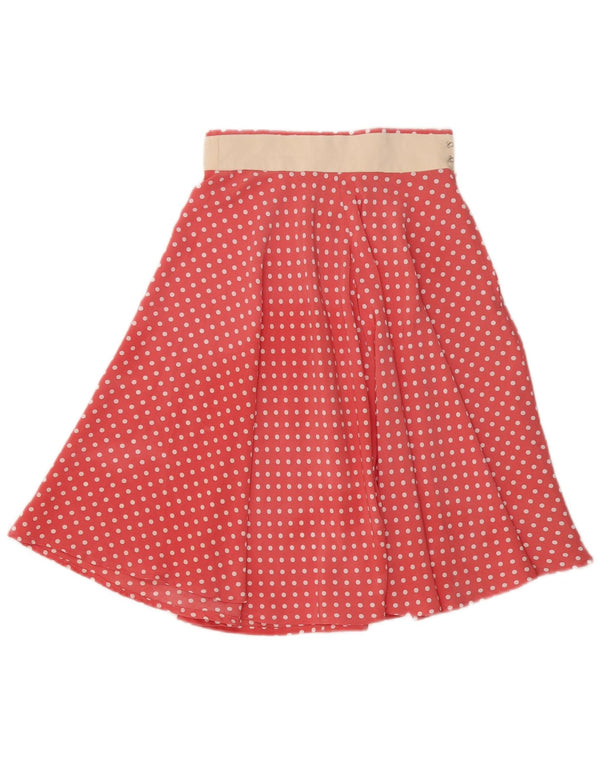 jupe trapèze femme vintage W25 XS Rose à pois