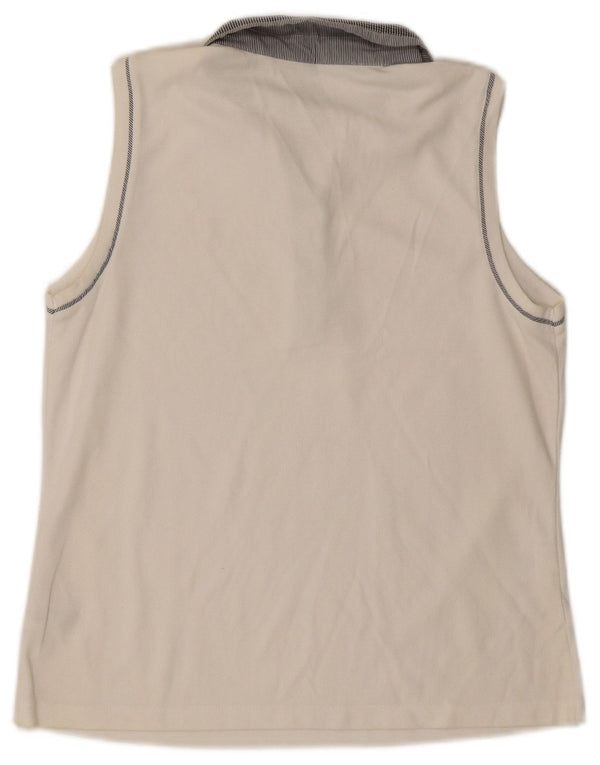 IZOD Polo sans manches pour femme UK 44 Large Blanc Coton