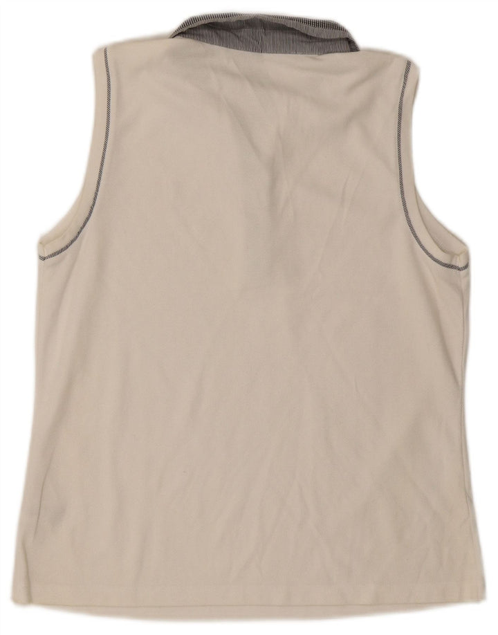 IZOD Polo sans manches pour femme UK 44 Large Blanc Coton