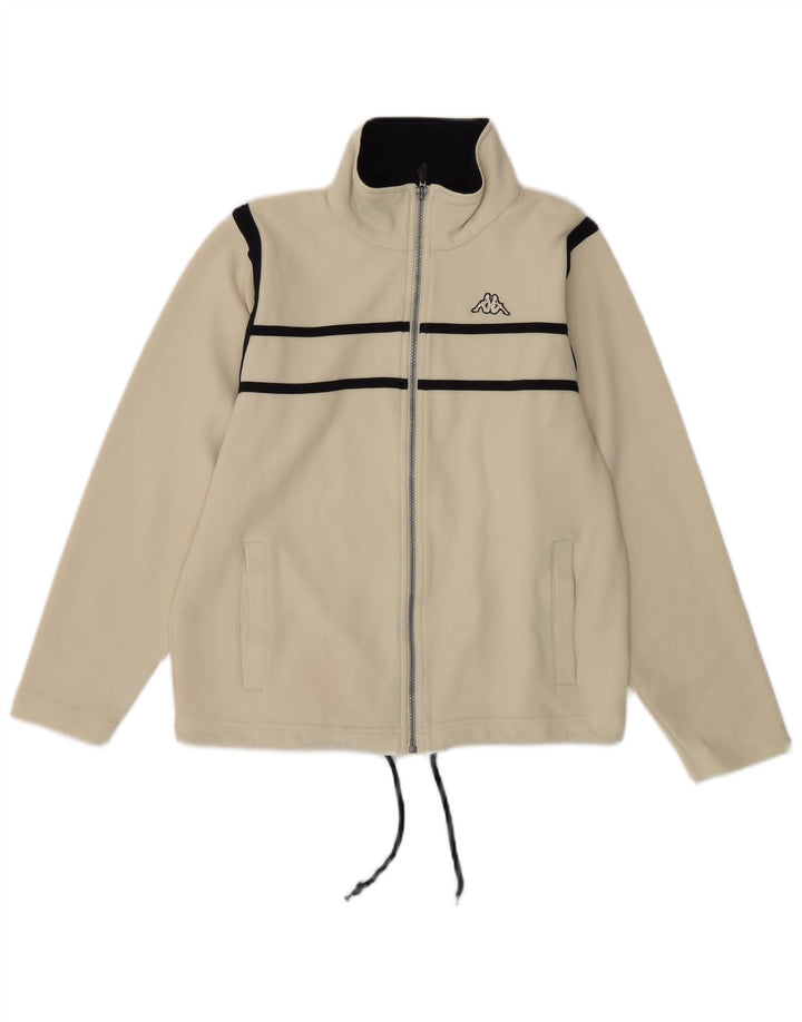 KAPPA Veste de survêtement pour femme UK 14 Medium Blanc Rayé Polyester