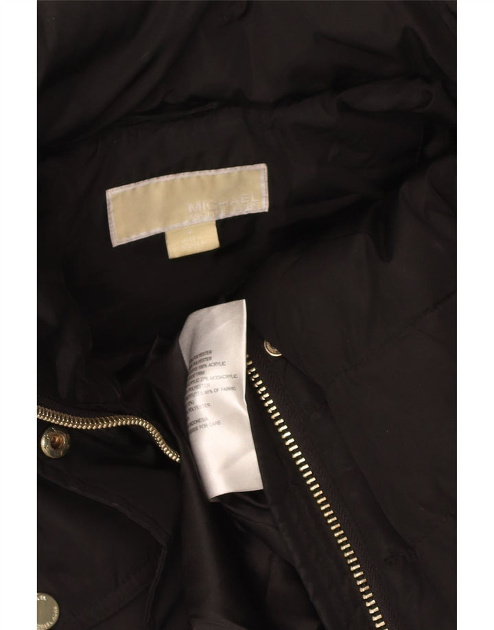 Michael Kors Manteau rembourré à capuche pour femme UK 14 Medium Noir Polyester