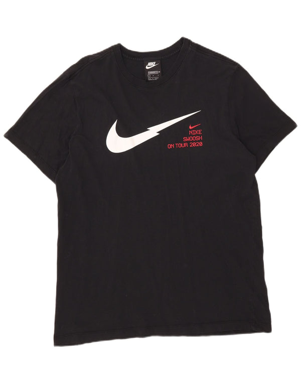 Nike Mens Swoosh Standard Fit Graphic T-Shirt Top Large Bleu Marine Coton