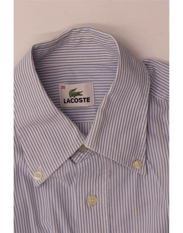 Lacoste Chemise homme Taille 39 Coton à fines rayures bleu moyen