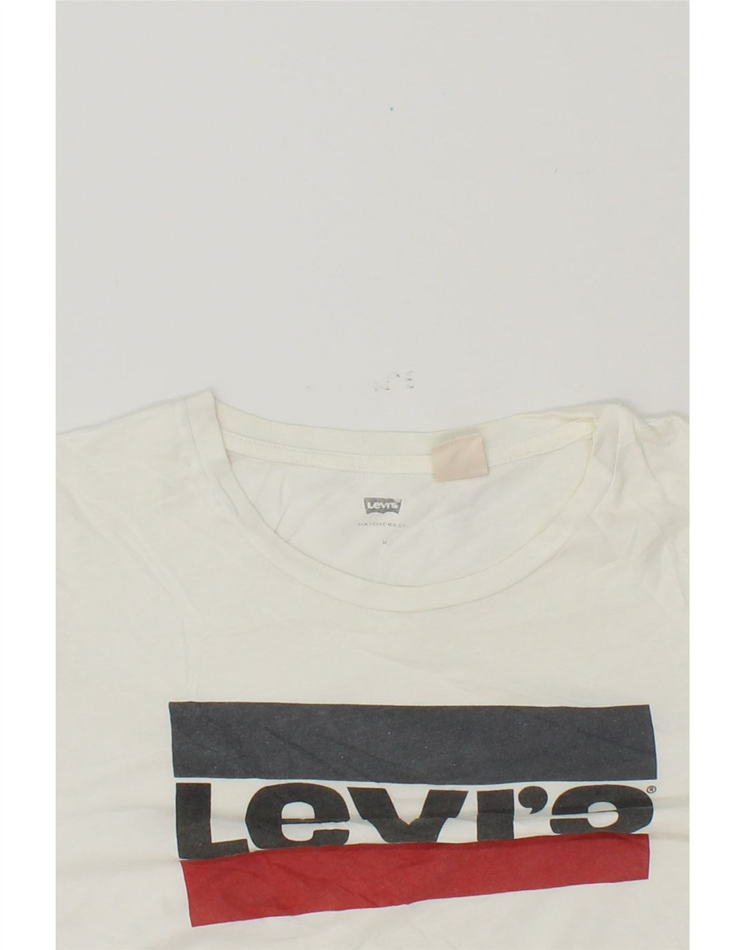 LEVI'S Womens Graphic T-Shirt Top UK 14 Medium White Vintage Levi's and Second-Hand Levi's from Messina Hembry 