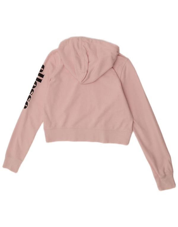 Ellesse Pull à capuche court graphique pour femme UK 6 XS Coton rose