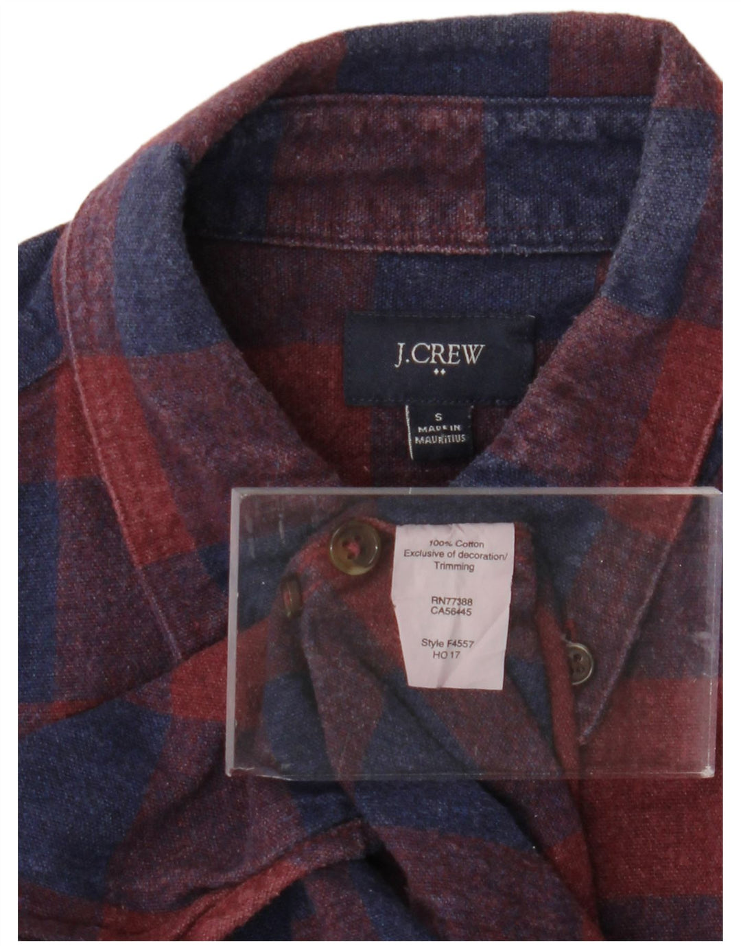 J. CREW Chemise en flanelle pour homme en coton à petits carreaux bordeaux