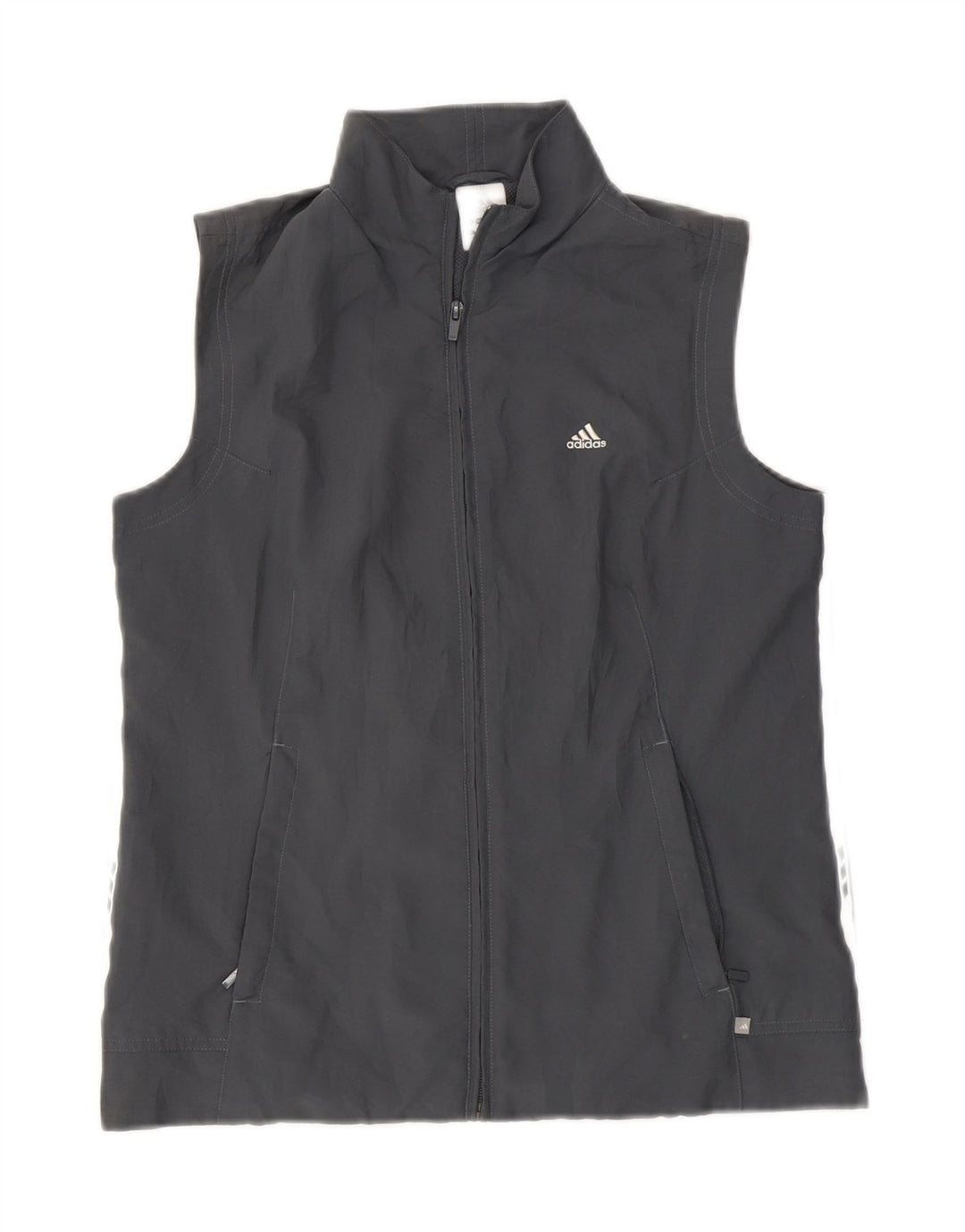 Adidas Veste de survêtement sans manches pour femme UK 12 Gris moyen Polyester