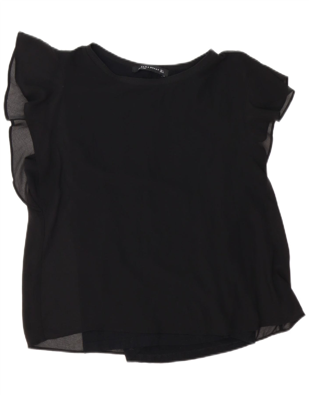 ZARA Femme Chemisier Top UK 16 Large Noir