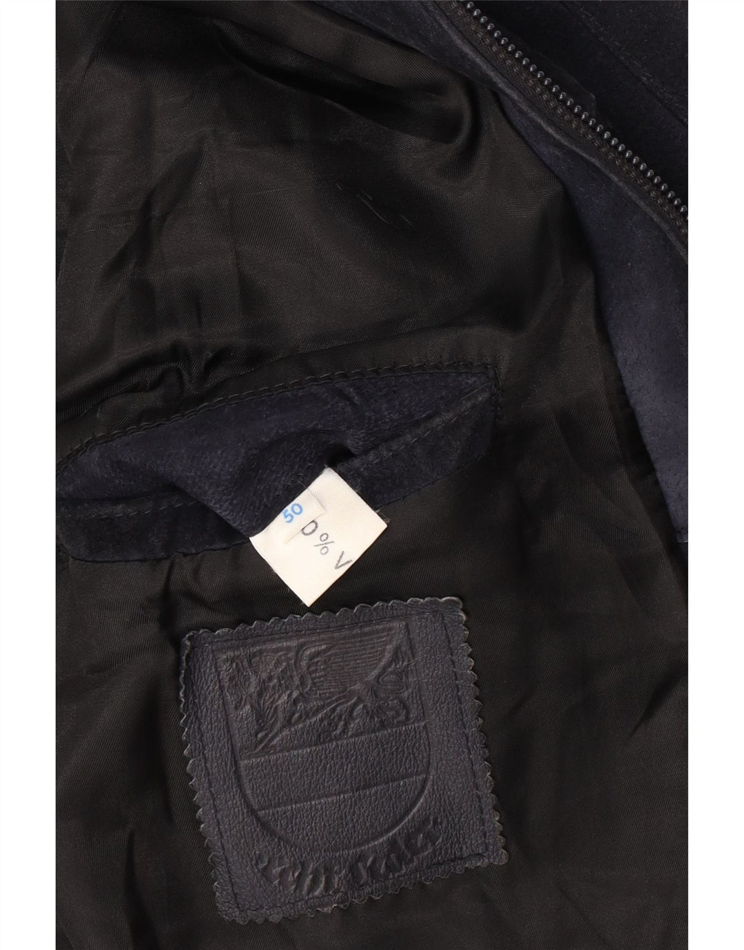 VINTAGE Veste Bomber En Daim Homme IT 50 Grand Cuir Bleu Marine