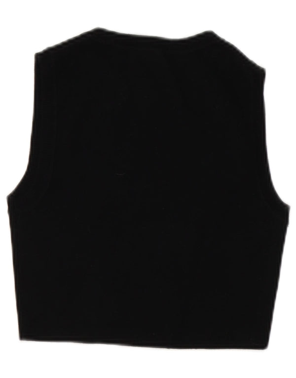 Zara Femmes Crop Débardeur UK 12 Moyen Noir Viscose