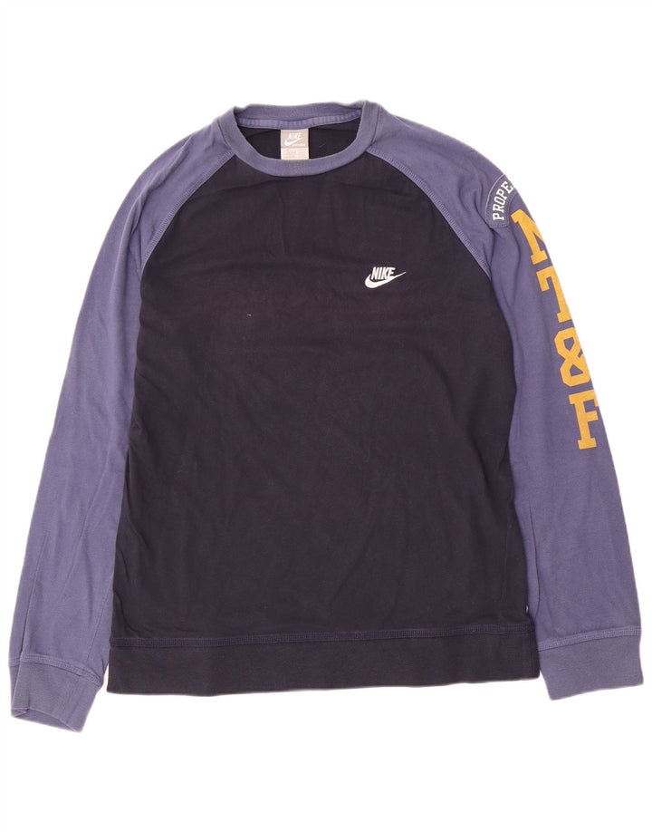Nike Haut graphique à manches longues pour homme UK 39/41 Bleu marine moyen