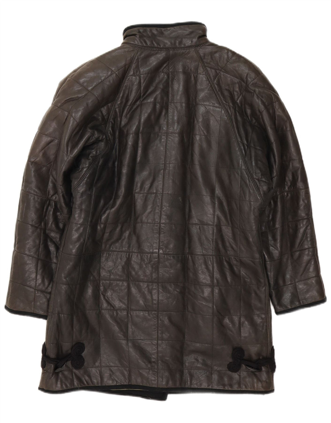 manteau en cuir rembourré femme vintage UK 12 Noir Moyen