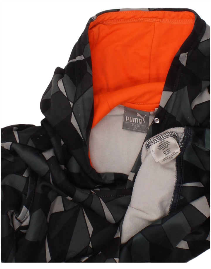 PUMA Pull à capuche pour garçon 7-8 ans Petit Gris Géométrique Polyester