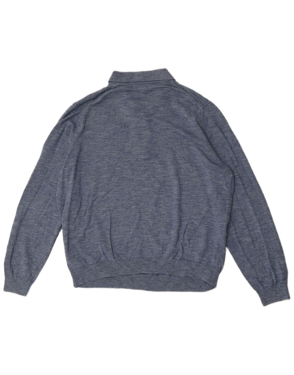 Marks & Spencer Pull col polo pour homme XL en coton moucheté bleu