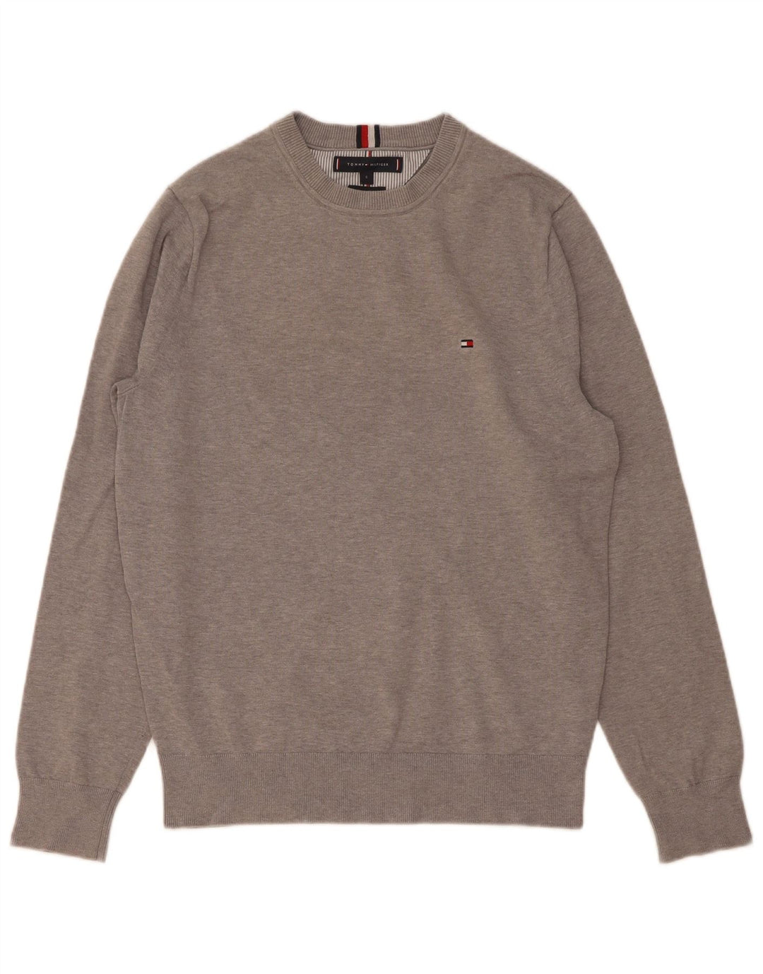 Tommy Hilfiger Pull à col rond pour homme Petit gris Coton