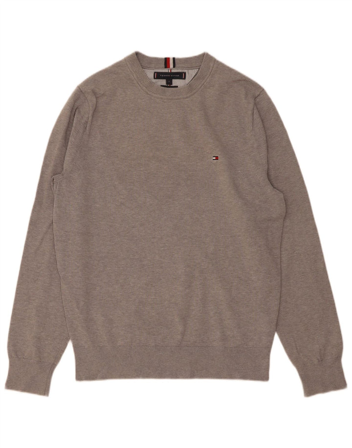 Tommy Hilfiger Pull à col rond pour homme Petit gris Coton
