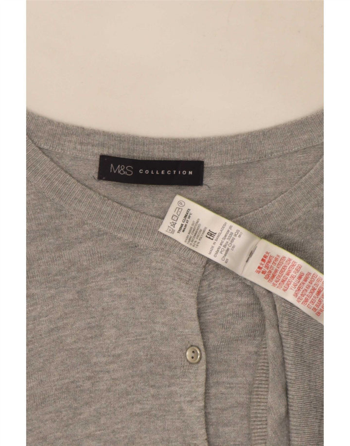 Marks & Spencer Pull Cardigan Femme UK 16 Large Gris Viscose