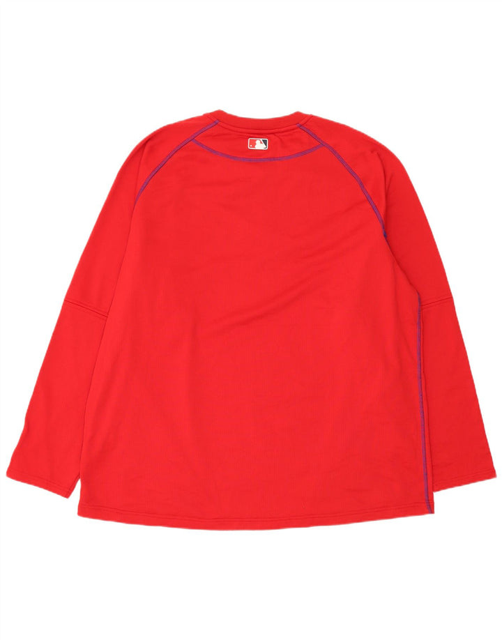 Majestic Hommes Washington Nationals Haut à manches longues XL Rouge Polyester