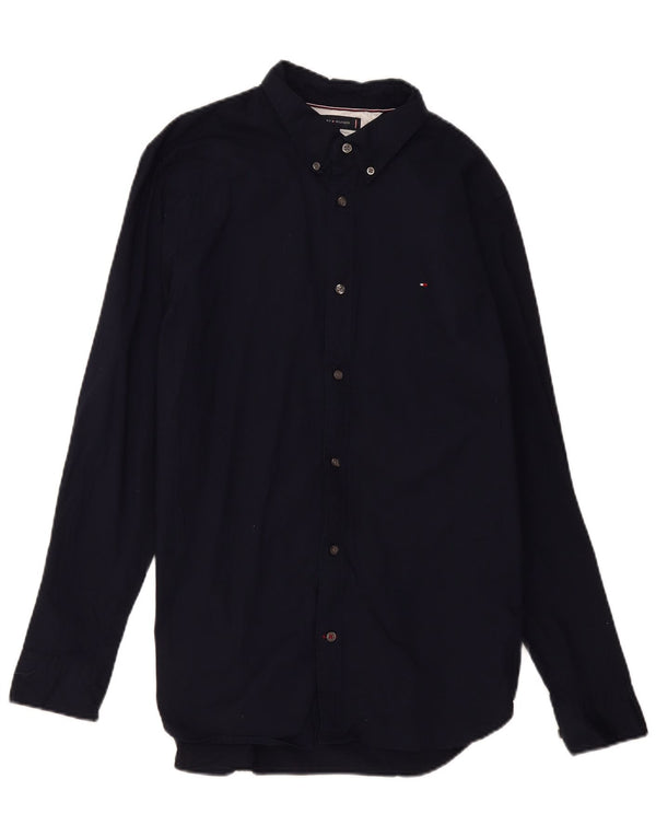 Tommy Hilfiger Chemise Slim Fit pour Homme en Coton Bleu Marine Large