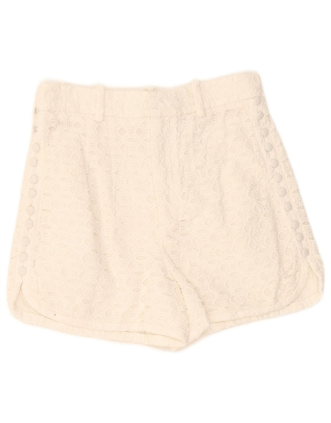 ZARA Short décontracté taille haute pour femme XS W24 Blanc