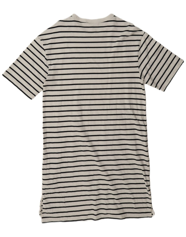 Gap Robe T-Shirt Femme UK 14 Moyen Blanc Rayé Coton