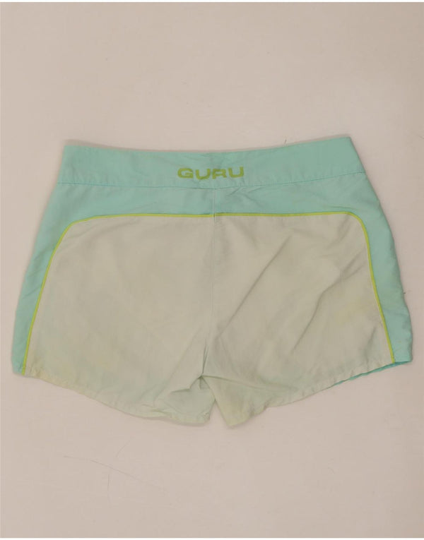 GURU Short de bain graphique pour femme UK 14 Large Blanc Colorblock