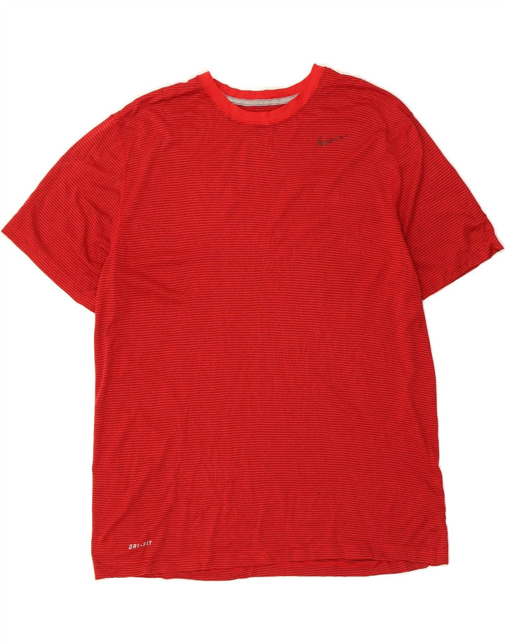 NIKE Mens Dri Fit T-Shirt Top XL Red Striped Polyester Vintage Nike and Second-Hand Nike from Messina Hembry 