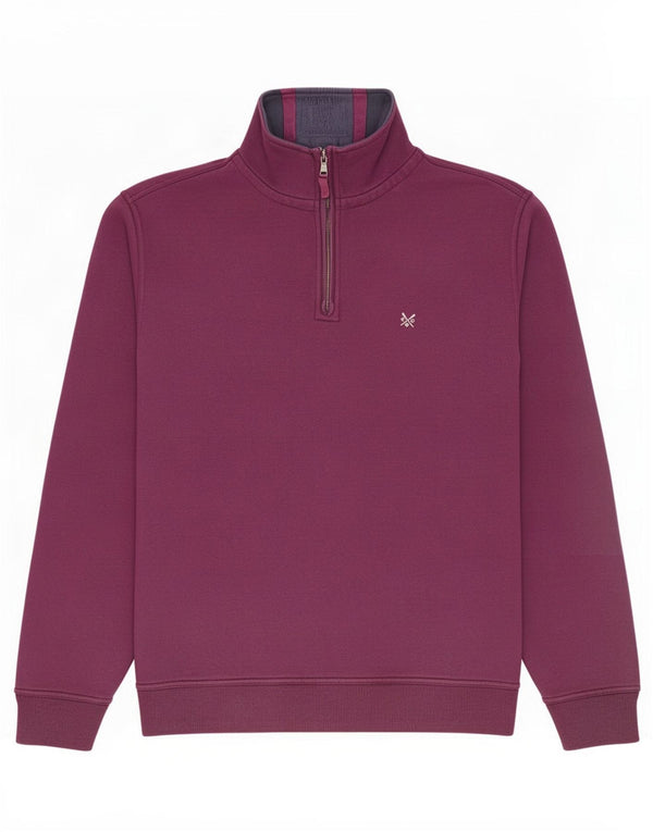 Crew Clothing Sweat-shirt à col zippé pour homme XL en coton marron
