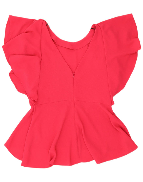 Zara Femme Chemisier Top UK 12 Rose Moyen Polyester