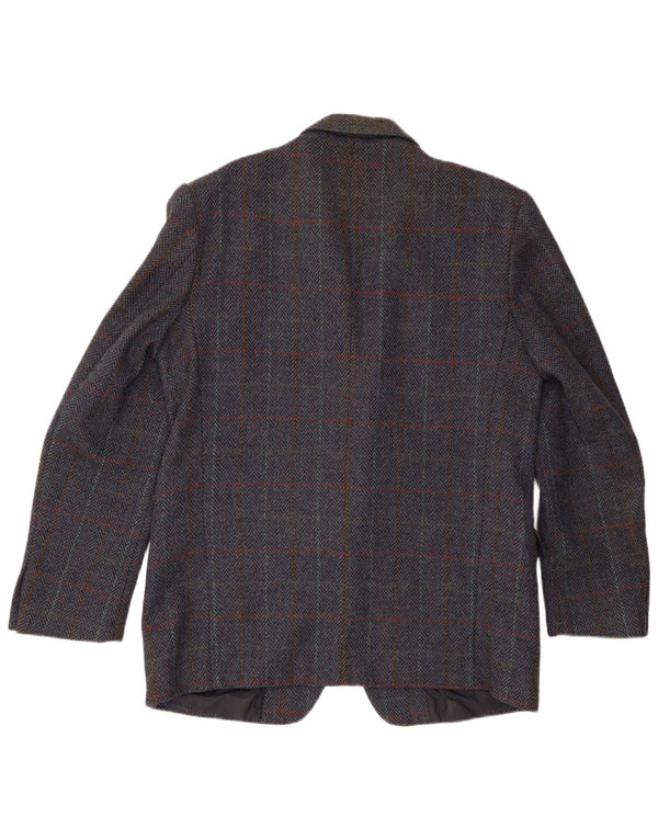 Vintage Homme 2 Bouton Blazer Veste IT 54 2XL Bleu Marine Pied-de-Poule