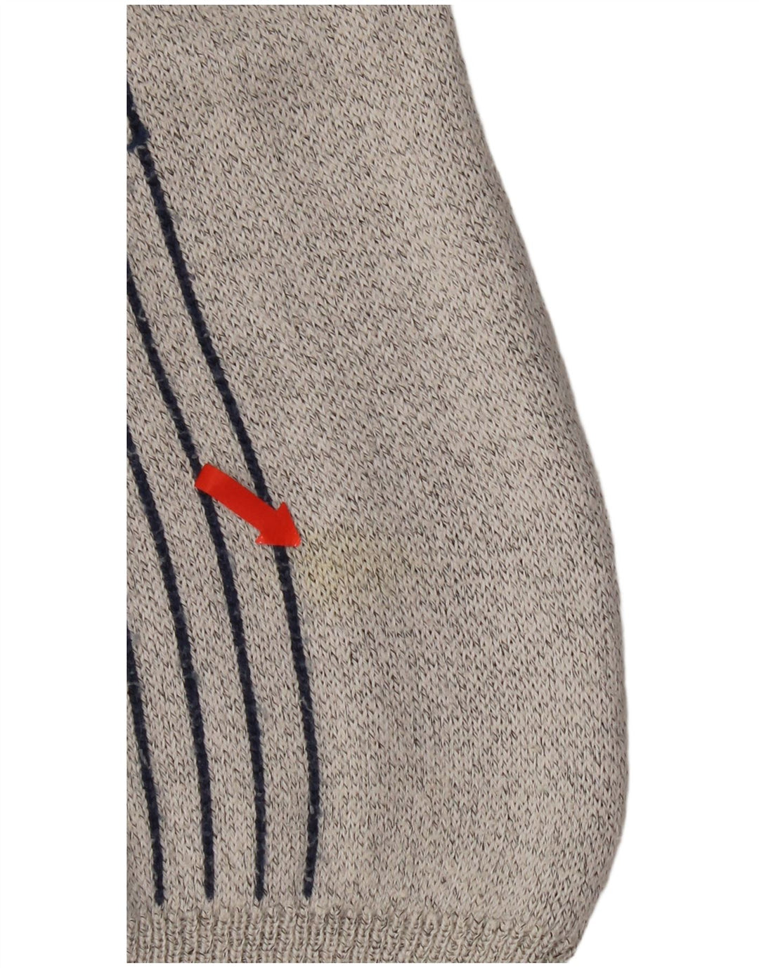 vintage Mens Crew Neck Jumper Pull Grand Gris Colorblock