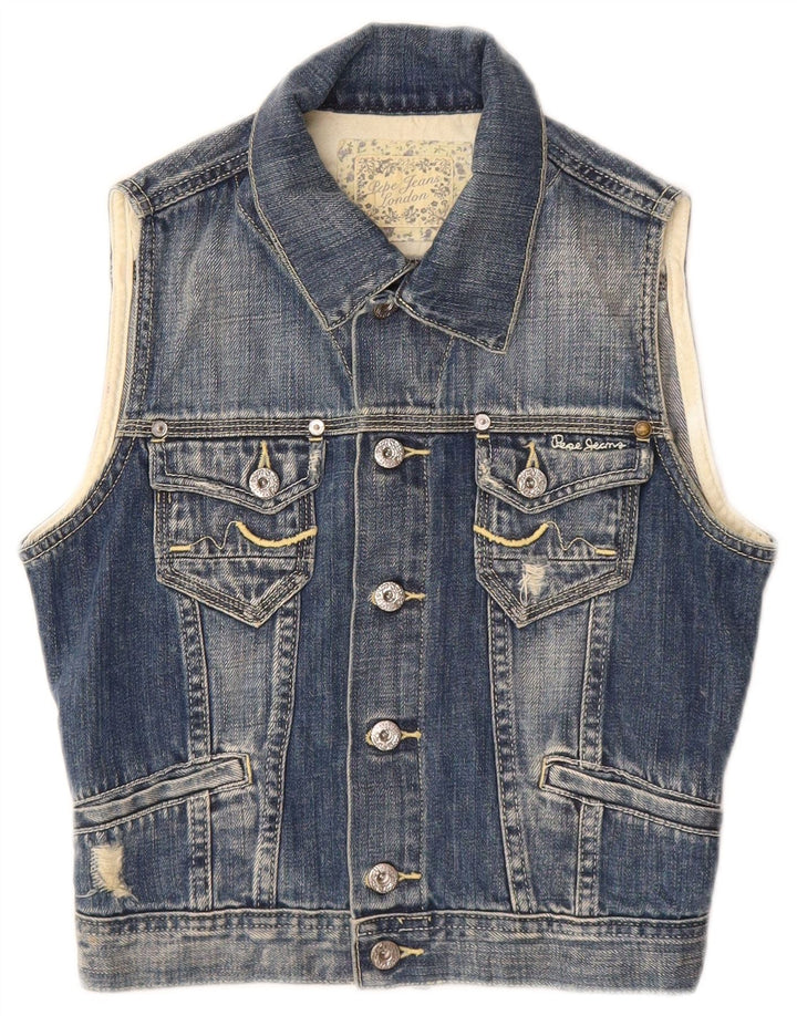 PEPE Jeans Gilet en jean vieilli pour garçon 7-8 ans Bleu moyen en coton