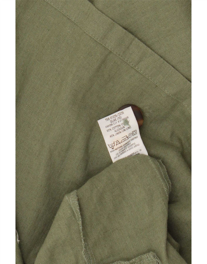 Marks & Spencer Veste blazer à manches courtes pour femme UK 10 Small Kaki