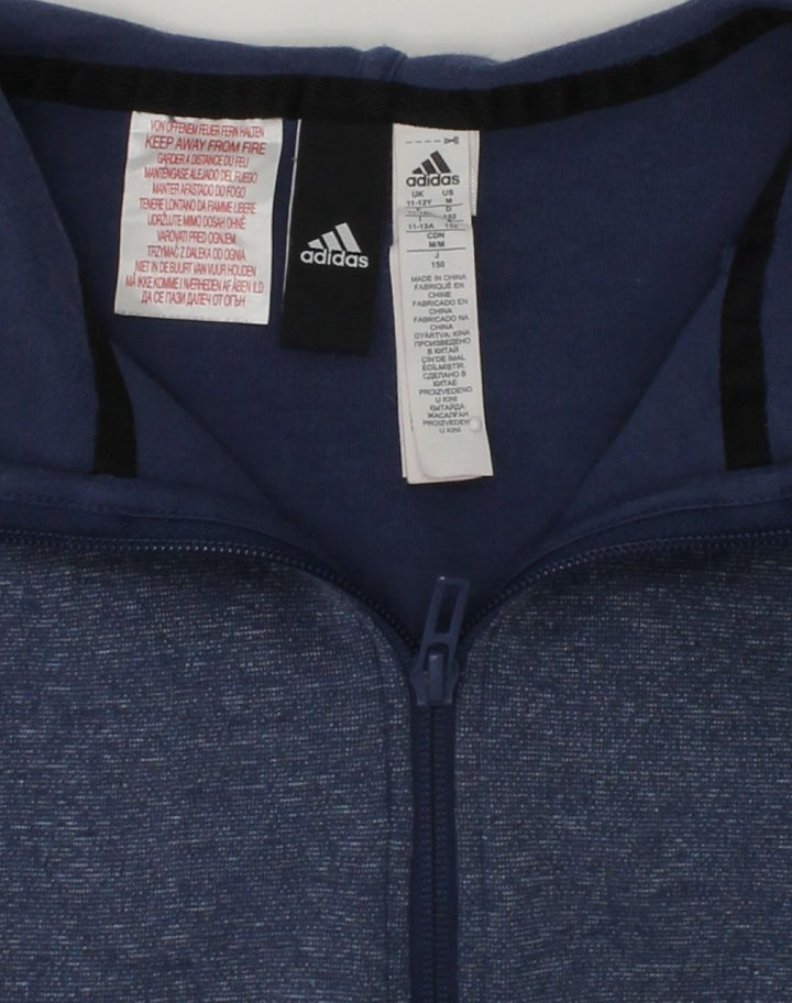 ADIDAS Boys Zip Hoodie Sweater 11-12 Years Navy Blue Cotton | Vintage Adidas | Thrift | Second-Hand Adidas | Used Clothing | Messina Hembry 
