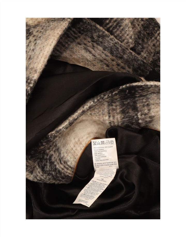 Marks & Spencer Manteau croisé pour femme UK 14 Grand carreaux beiges