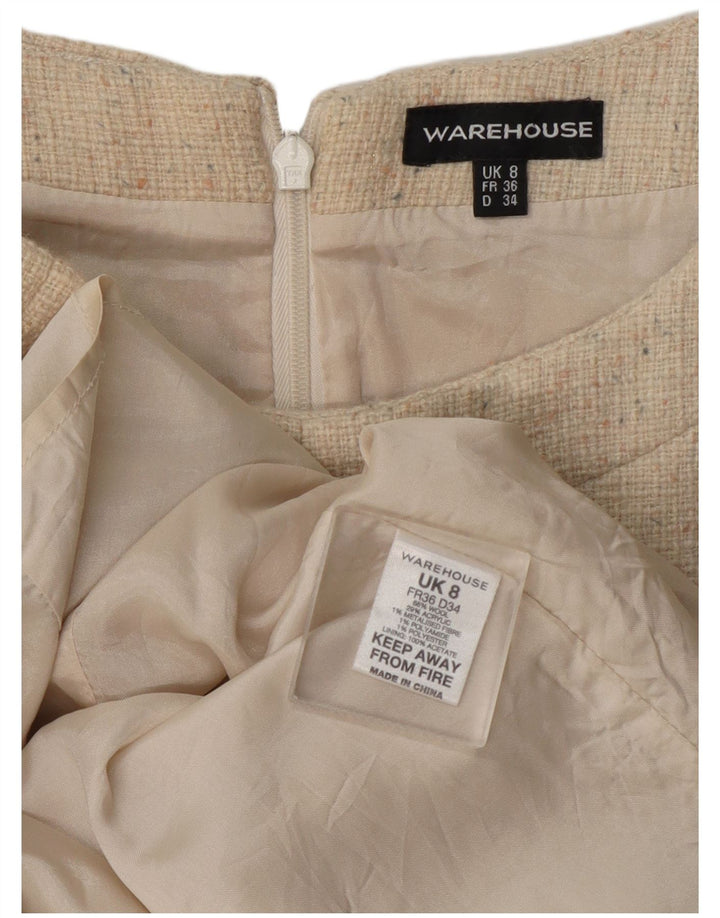 Warehouse Robe fourreau pour femme UK 8 Petite laine mouchetée beige