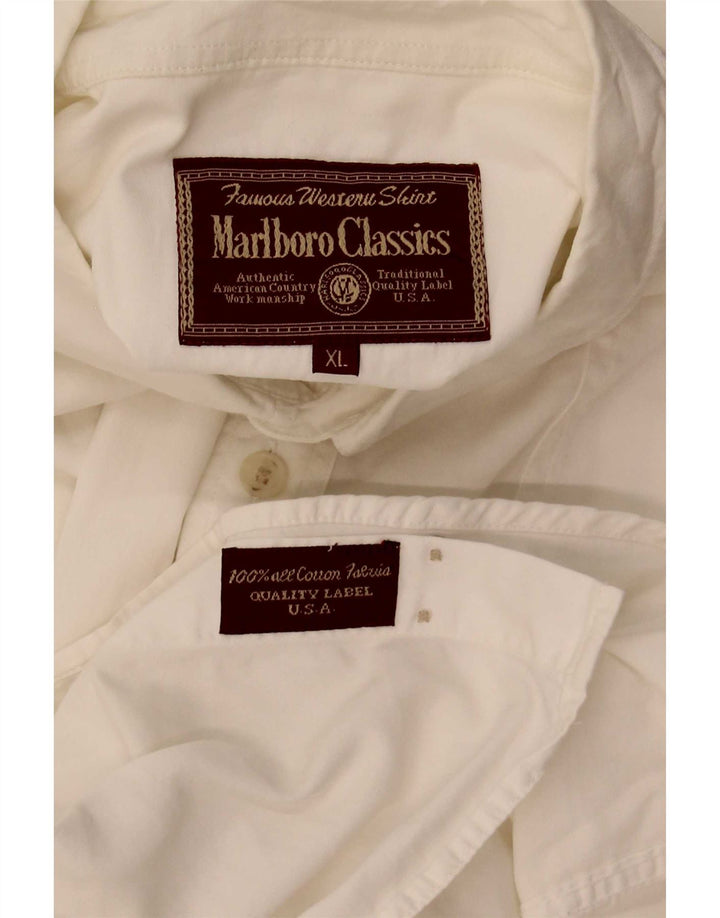 Marlboro Classics Chemise à manches courtes pour homme XL Blanc Coton