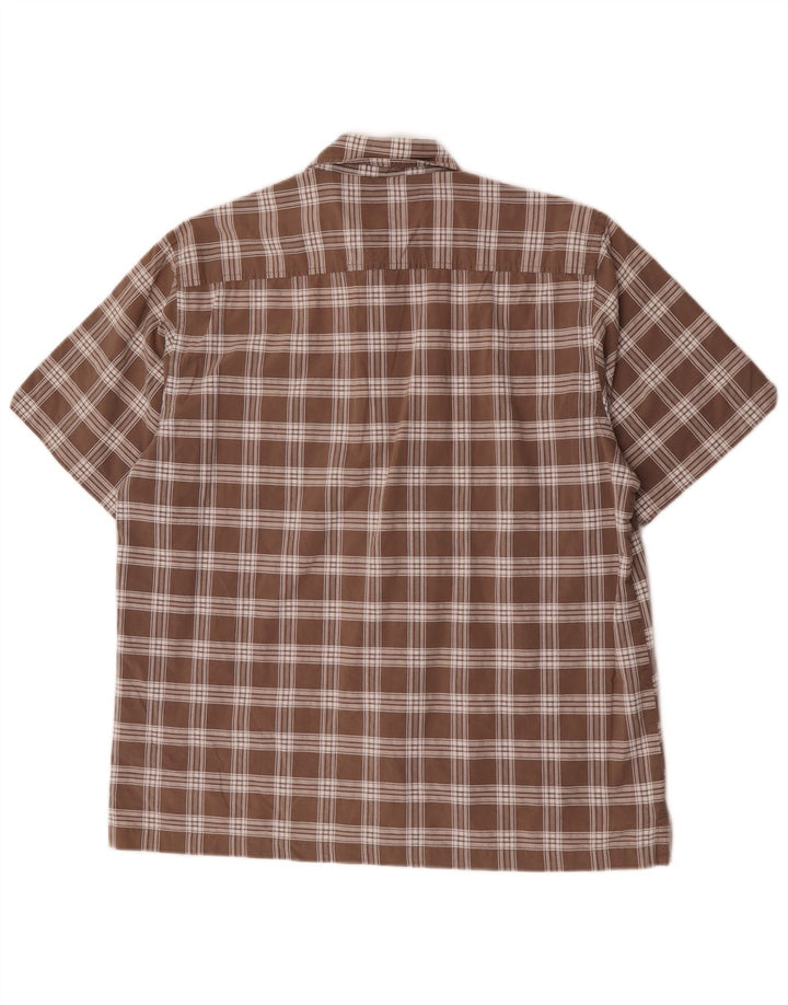 Lerros Chemise à manches courtes pour homme en coton à carreaux marron