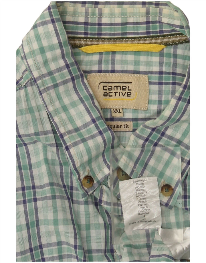 Camel Active Chemise à manches courtes pour homme Coupe régulière 2XL Vert à carreaux en coton
