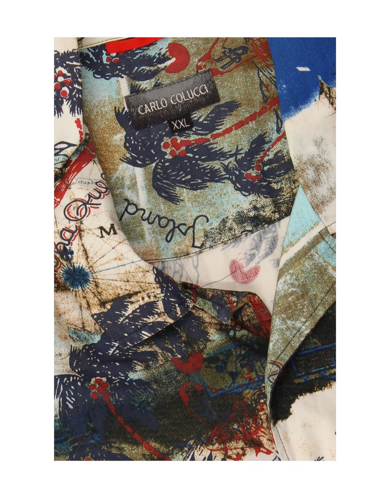CARLO COLUCCI Mens Short Sleeve Shirt 2XL Multicoloured Cotton Hawaiian Vintage Carlo Colucci and Second-Hand Carlo Colucci from Messina Hembry 