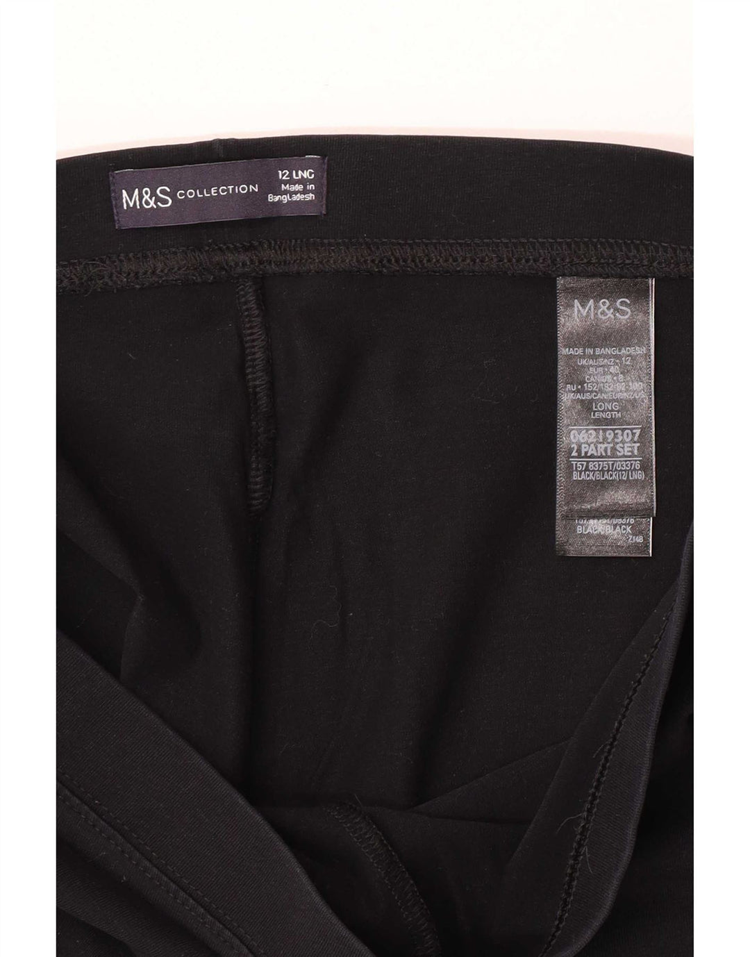Marks & Spencer Leggings Femme UK 12 Coton Noir Moyen