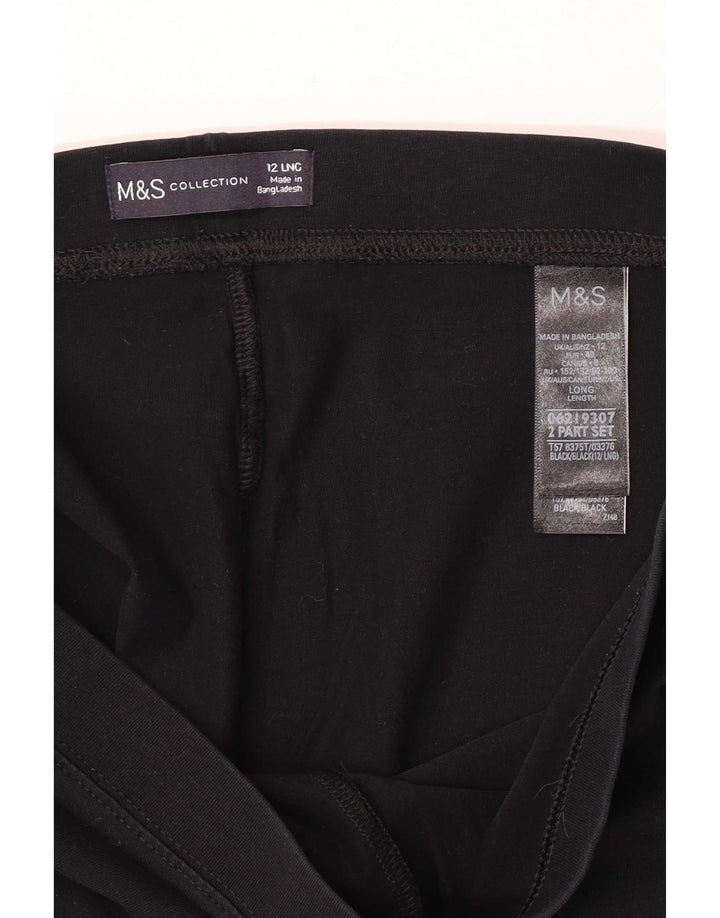 Marks & Spencer Leggings Femme UK 12 Coton Noir Moyen