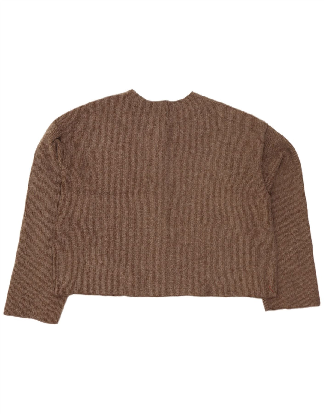 Zara Femmes Crop Cardigan Pull UK 18 XL Marron Polyester