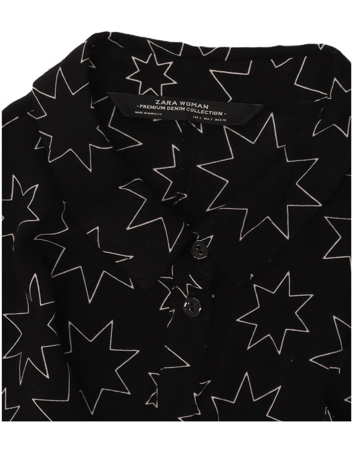 ZARA Robe chemise surdimensionnée à motif abstrait pour femme UK 10 Small Noir