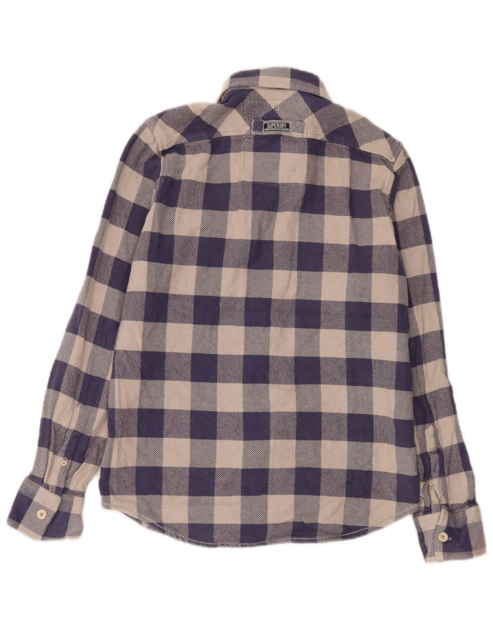 Superdry Chemise en flanelle pour homme en coton vichy bleu marine Large
