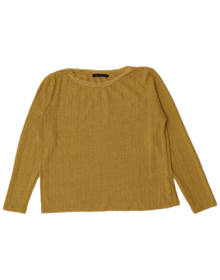 Marks & Spencer Haut court à manches longues pour femme UK 12 Jaune moyen Polyester