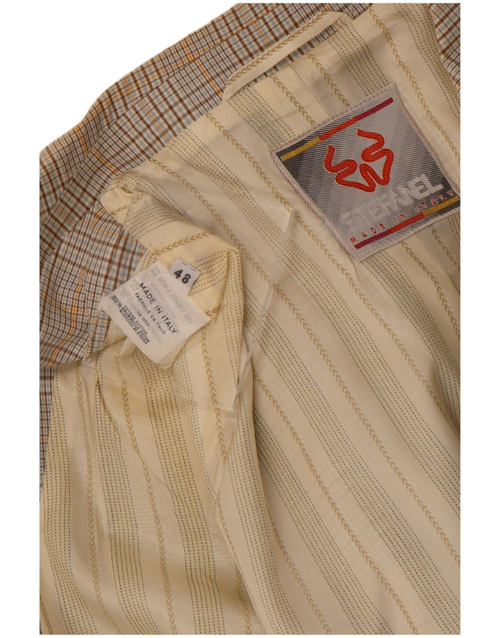 Stefanel Veste blazer à 2 boutons pour homme IT 48 en coton à carreaux beige moyen