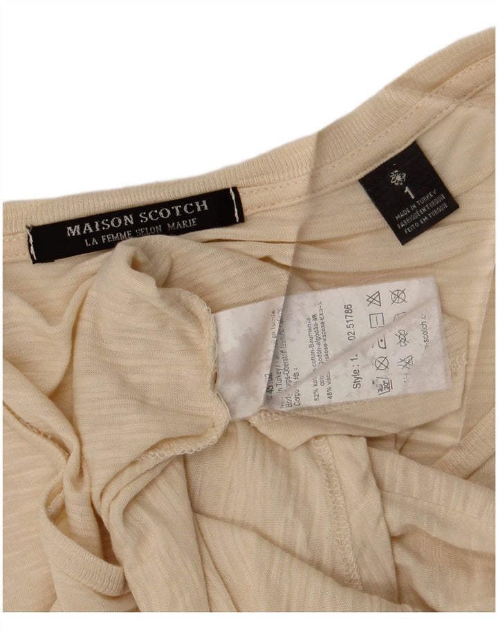 Maison Scotch T-Shirt Femme Top Taille 1 Petit Coton Beige