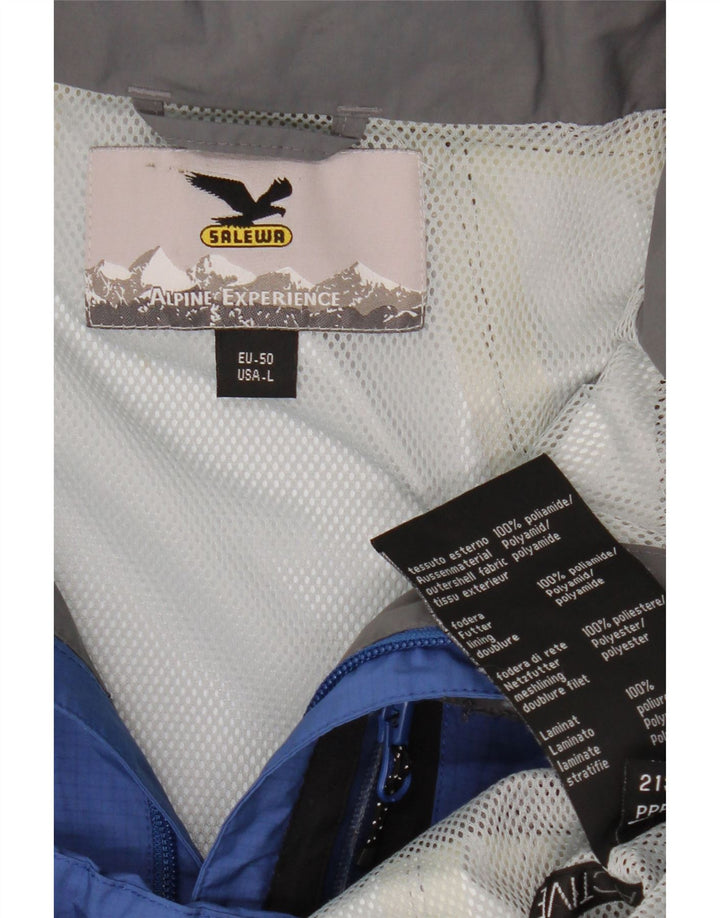 SALEWA Veste de pluie à capuche pour homme EU 50 Large Bleu Colorblock Polyamide
